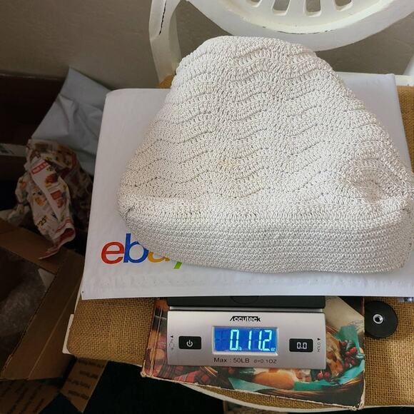 Carlo D'S'anti Knitted White Crochet Cottage Core Cream Purse Bag Beachy Boho - Picture 14 of 14